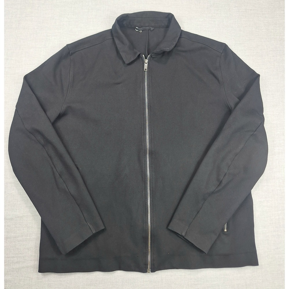 COS Mens XL Black Full Zip Ponte Knit Harrington Jacket Minimalist Collared